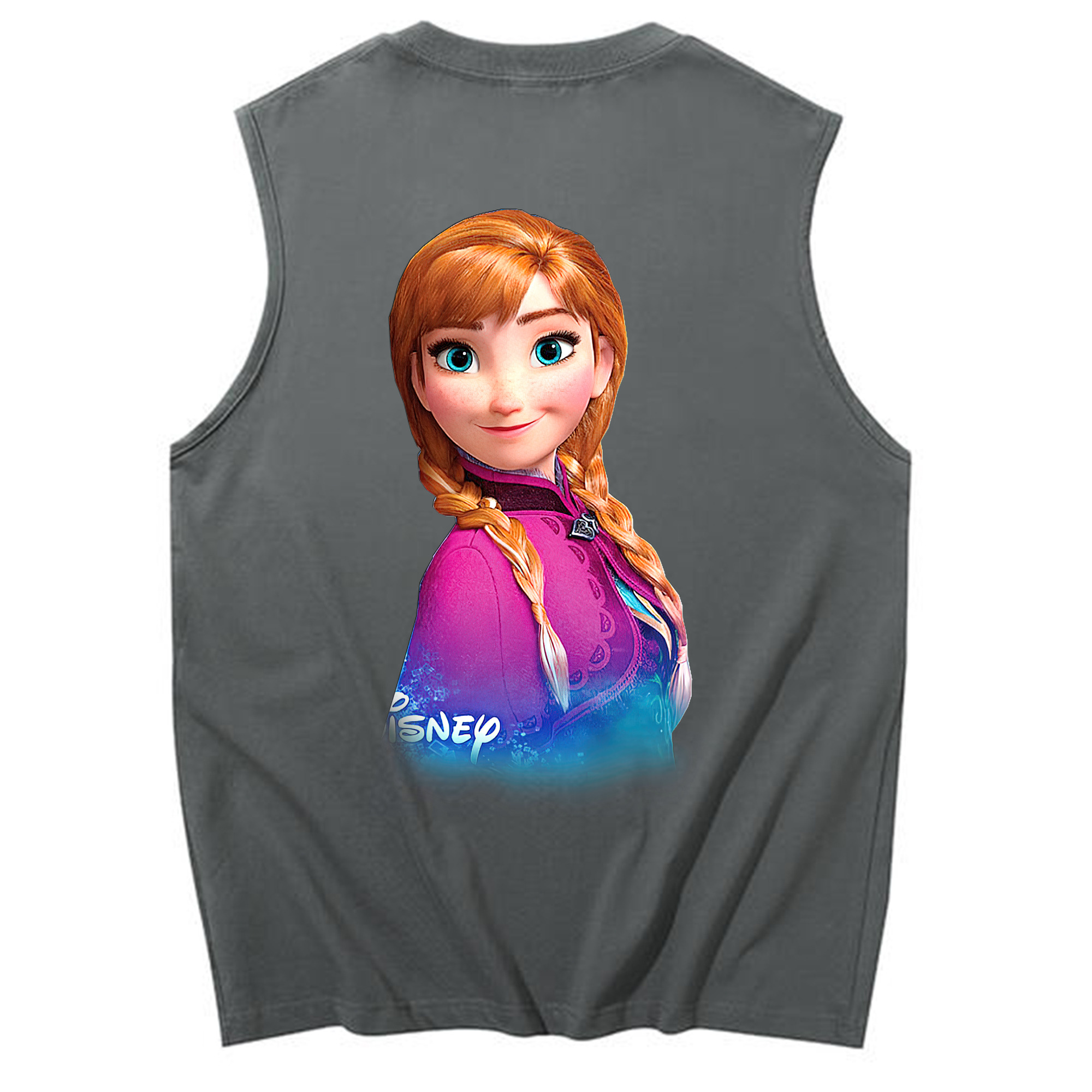 （画像用） アナと雪の女王 アンナ エルサ Frozen Anna Elsa コットン100％タンクトップ（背面プリント）